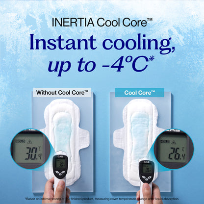INERTIA The Cool Pad – Cooling Effect Korean Sanitary Pads for Women | Regular Absorbency with Wings | Organic Cotton, Leak-Proof, Super Absorbent, Hypoallergenic, Chlorine-Free (12 Count)
