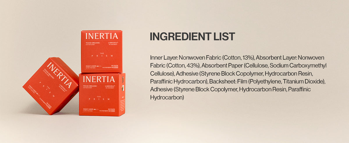 Inertia The Prism Red Panty Liner – 100% Organic Cotton Cover-to-Core Korean Panty Liner, Ultra Thin & No Wings | Hypoallergenic, Quick Absorption, Chlorine-Free & Fragrance-Free (18 pads)