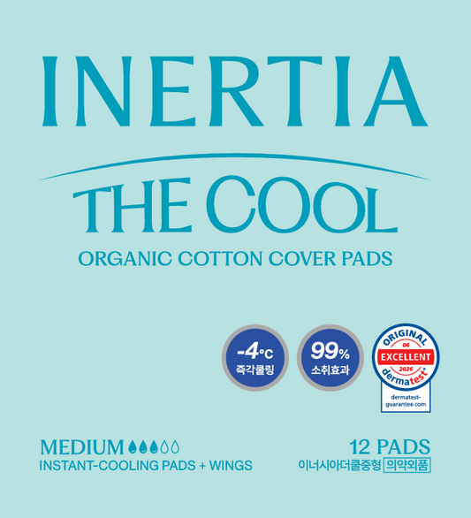 INERTIA The Cool Pad – Cooling Effect Korean Sanitary Pads for Women | Regular Absorbency with Wings | Organic Cotton, Leak-Proof, Super Absorbent, Hypoallergenic, Chlorine-Free (12 Count)