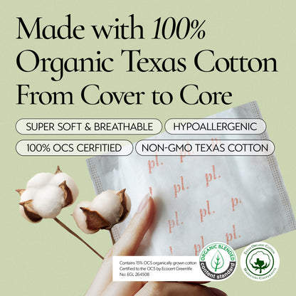 INERTIA The Prism Large– Truly Organic Ultra Thin & Leak-Proof Organic Cotton Korean Pads with Wings | Heavy Absorbency | Hypoallergenic, Super Absorbent, Chlorine-Free & Fragrance-Free (10 Count)