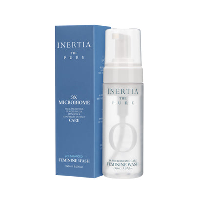 INERTIA pH-Balanced Feminine Wash The Pure 3X Microbiome, Pre & Probiotics, Glacier Water, Mannose & Cranberry Extract, 150ml