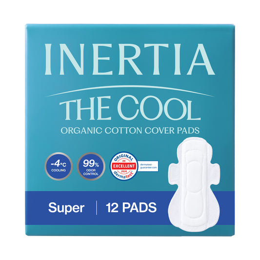 INERTIA The Cool Pad – Cooling Effect Korean Sanitary Pads for Women | Regular Absorbency with Wings | Organic Cotton, Leak-Proof, Super Absorbent, Hypoallergenic, Chlorine-Free (12 Count)